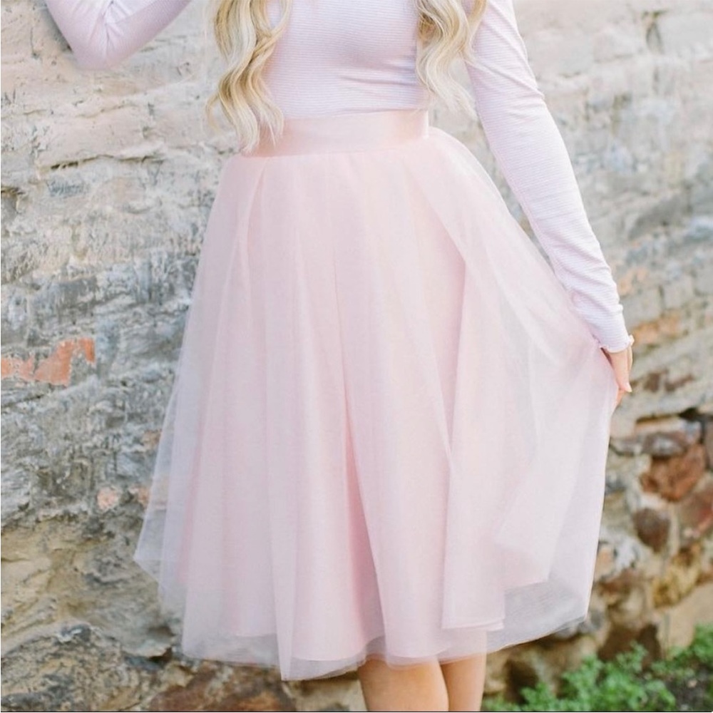 Bliss Tulle Pink Midi Skirt
